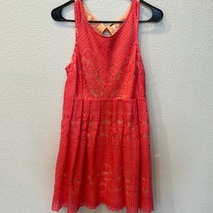 Laced coral open back dress